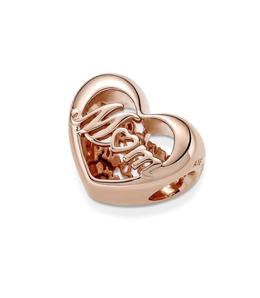 Charm con un recubrimiento en oro rosa de 14k Corazón Gracias Mamá
