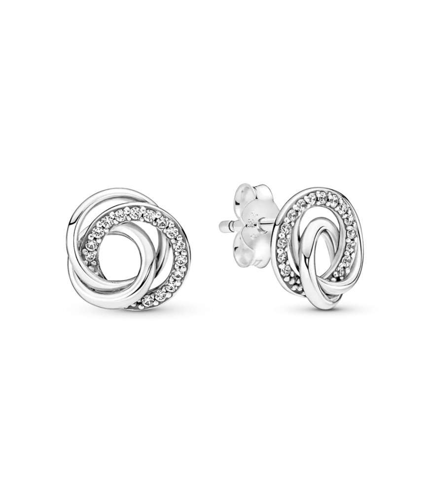 Pendientes de botón en plata de ley Círculo Familiar Siempre