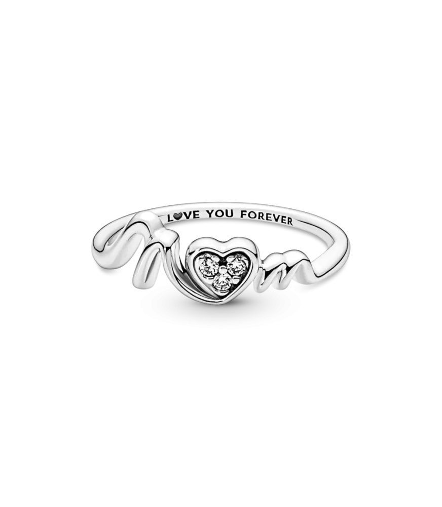 Anillo en  plata de ley Mamá Corazón en Pavé