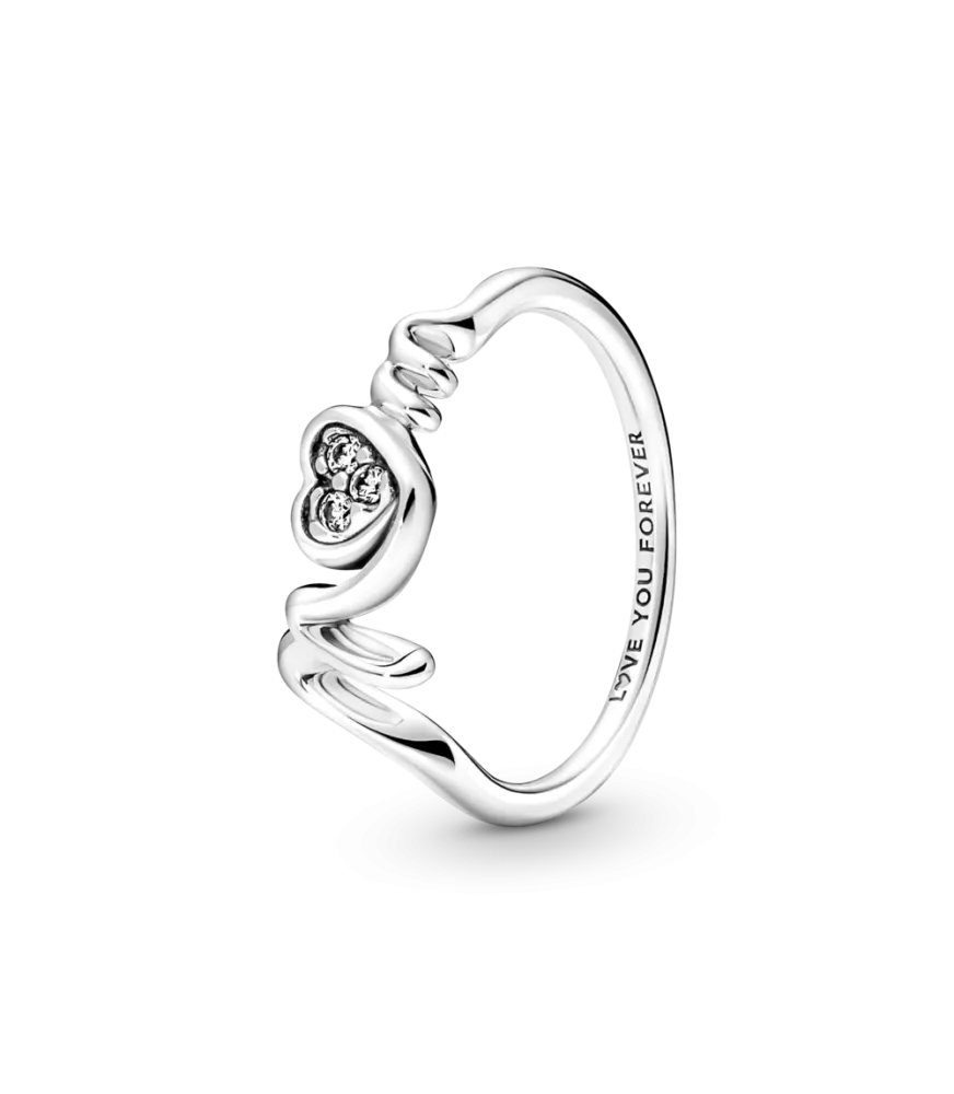 Anillo en  plata de ley Mamá Corazón en Pavé