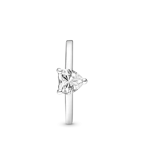 Anillo Solitario en plata de ley Corazón Brillante