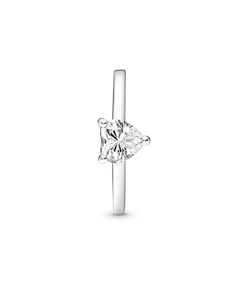 Anillo Solitario en plata de ley Corazón Brillante