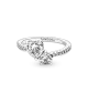Anillo en plata de ley Doble Corazón Brillante