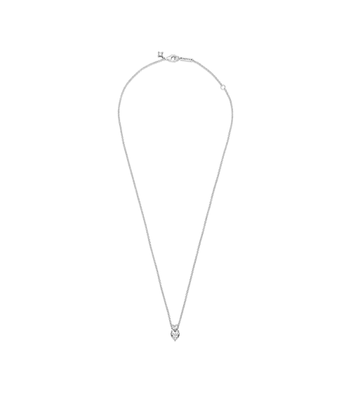 Collar en plata de ley Colgante Doble Corazón Brillante