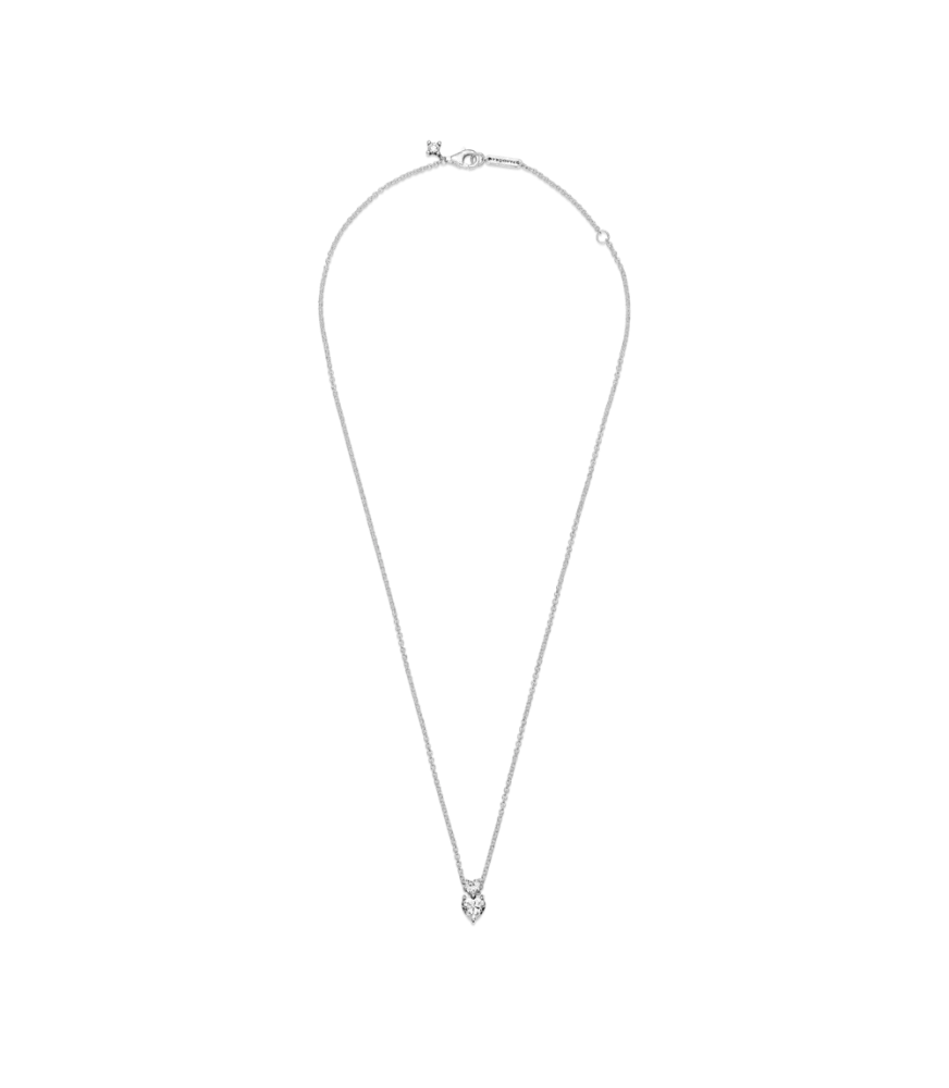 Collar en plata de ley Colgante Doble Corazón Brillante