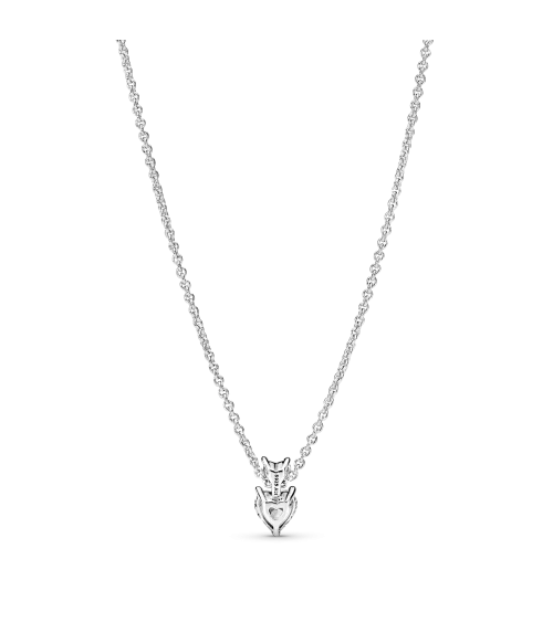 Collar en plata de ley Colgante Doble Corazón Brillante