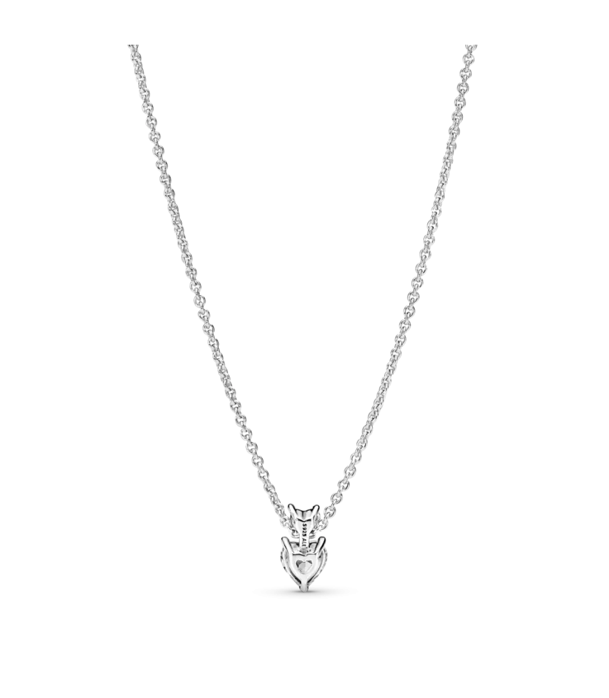 Collar en plata de ley Colgante Doble Corazón Brillante