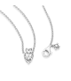 Collar en plata de ley Colgante Doble Corazón Brillante