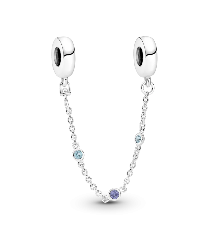 Cadena de Seguridad en plata de ley Tres Gemas Azules