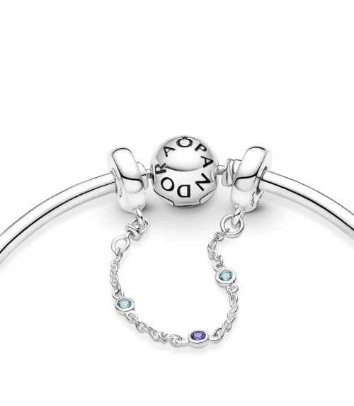 Cadena de Seguridad en plata de ley Tres Gemas Azules