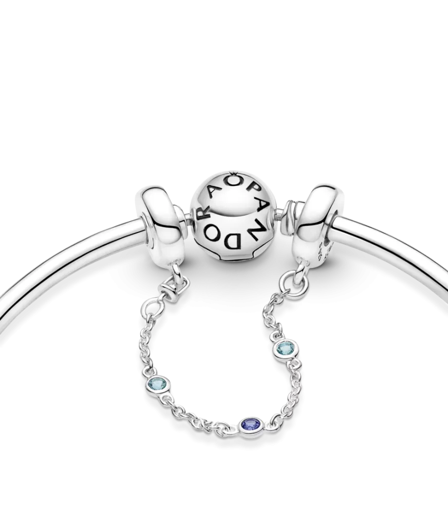 Cadena de Seguridad en plata de ley Tres Gemas Azules