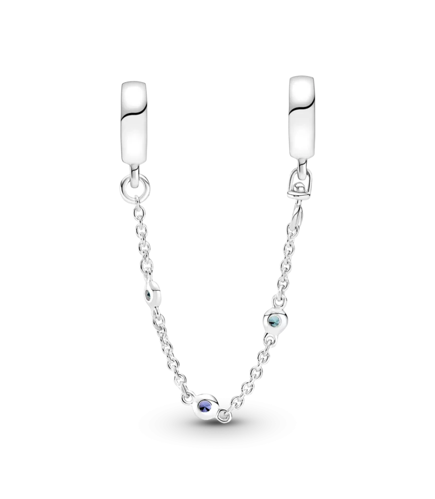 Cadena de Seguridad en plata de ley Tres Gemas Azules