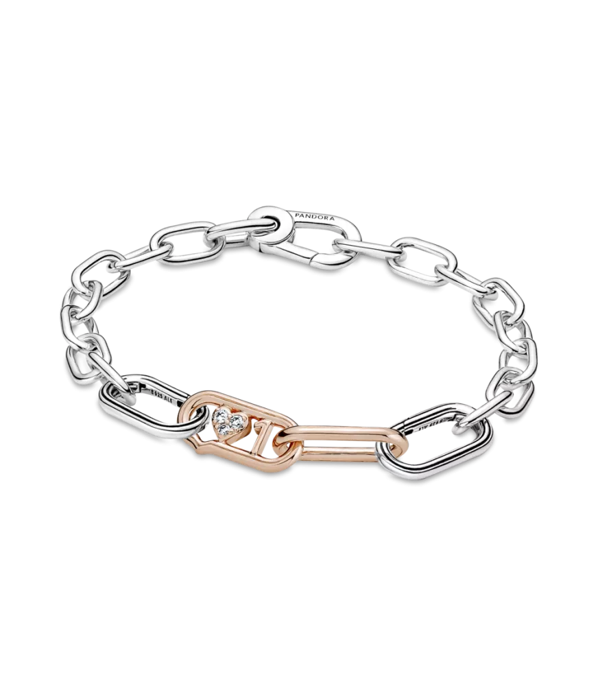 Link Doble con un recubrimiento en oro rosa de 14k Love It Pandora ME