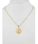 18K MEDALLA VIRGEN NIÑA CALADA REDONDA FLORES 19MM.