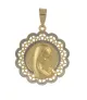 18K MEDALLA VIRGEN NIÑA BICOLOR BISEL ONDAS 17MM.