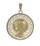18K MEDALLA VIRGEN NIÑA REDONDA BICOLOR CALADA 20MM.
