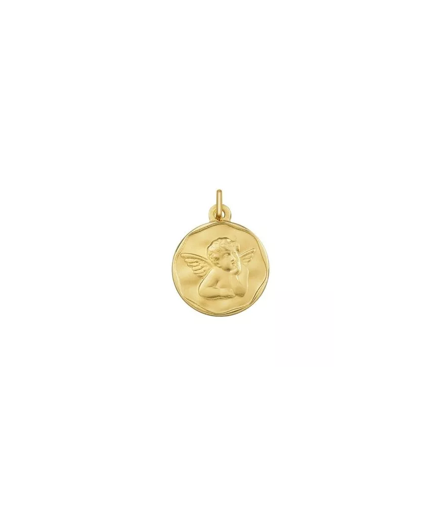 18K MEDALLA REDONDA ANGELITO BISEL OCTOGONO 14 MM
