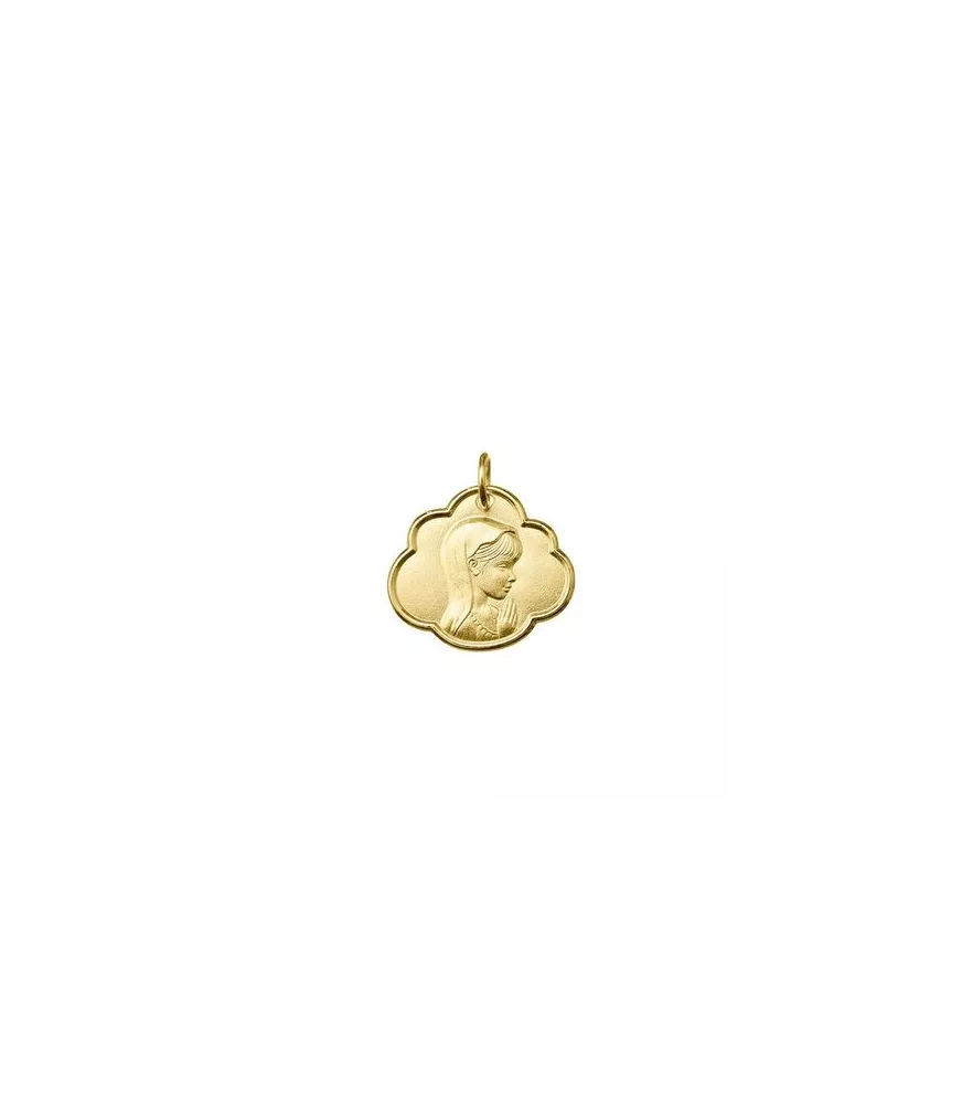 18K MEDALLA VIRGEN NIÑA FORMA NUBE 16 X 14 MM.