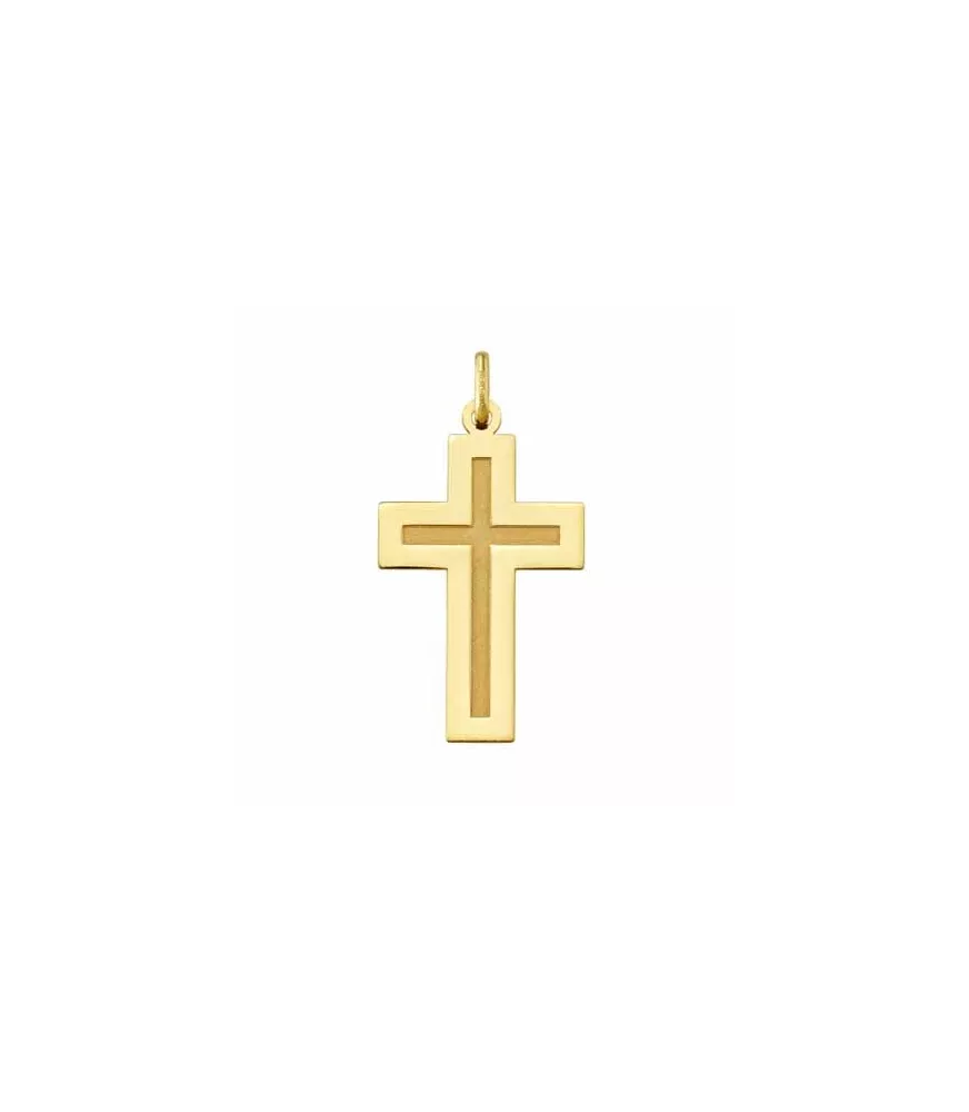 18K CRUZ LISA Y PLANA 28 MM X 16 MM 