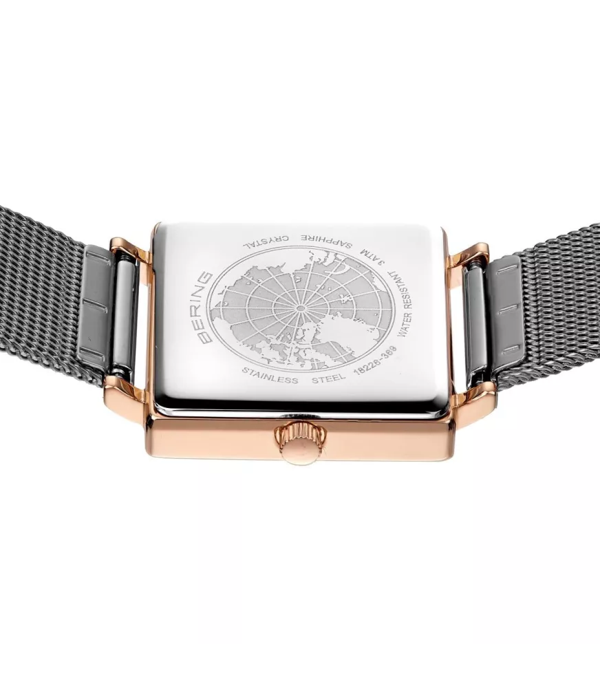 Reloj Bering mujer cuadrado 18226-369 con brazalete de malla milanesa.