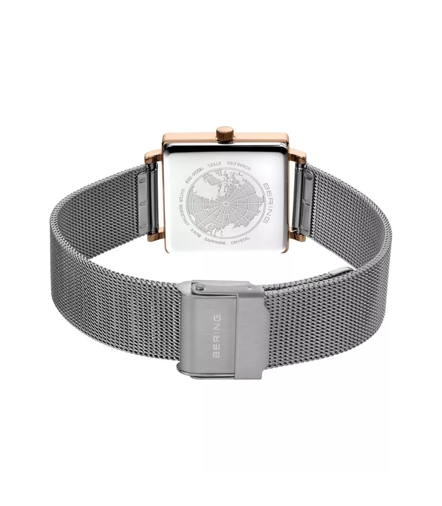 Reloj Bering mujer cuadrado 18226-369 con brazalete de malla milanesa.