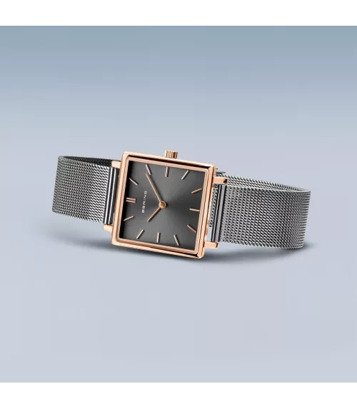 Reloj Bering mujer cuadrado 18226-369 con brazalete de malla milanesa.