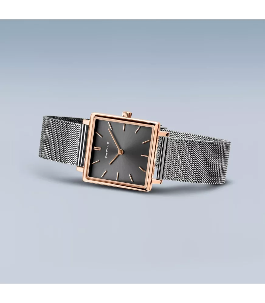 Reloj Bering mujer cuadrado 18226-369 con brazalete de malla milanesa.