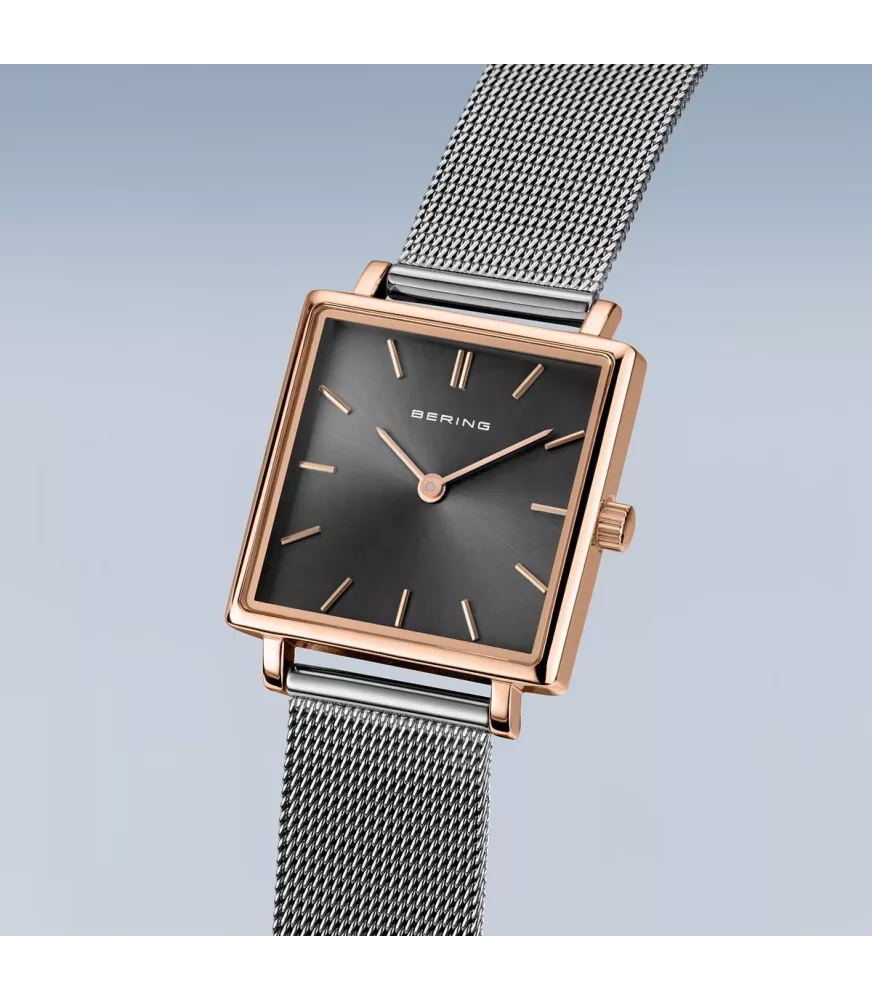 Reloj Bering mujer cuadrado 18226-369 con brazalete de malla milanesa.