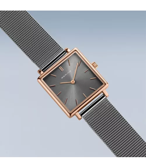 Reloj Bering mujer cuadrado 18226-369 con brazalete de malla milanesa.