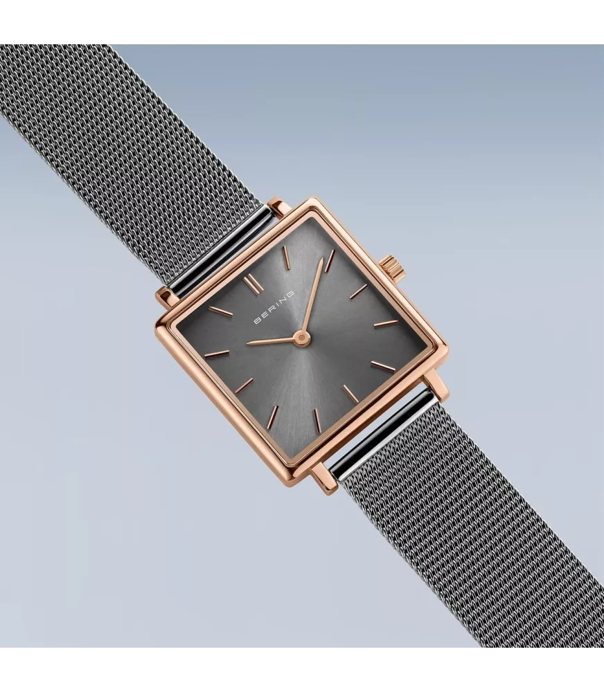 Reloj Bering mujer cuadrado 18226-369 con brazalete de malla milanesa.