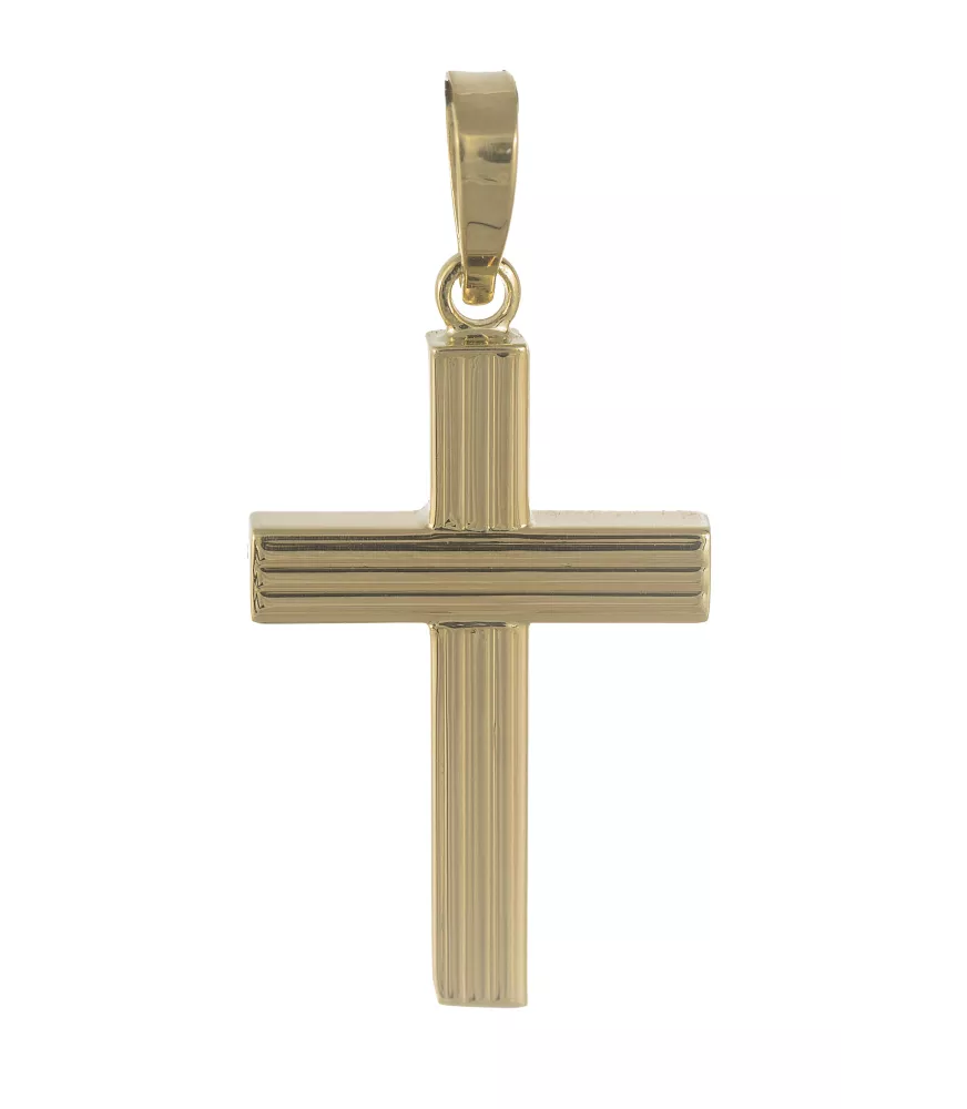 18K CRUZ LISA CON RAYAS 24 MM X 14 MM Y 29 MM X 18 MM