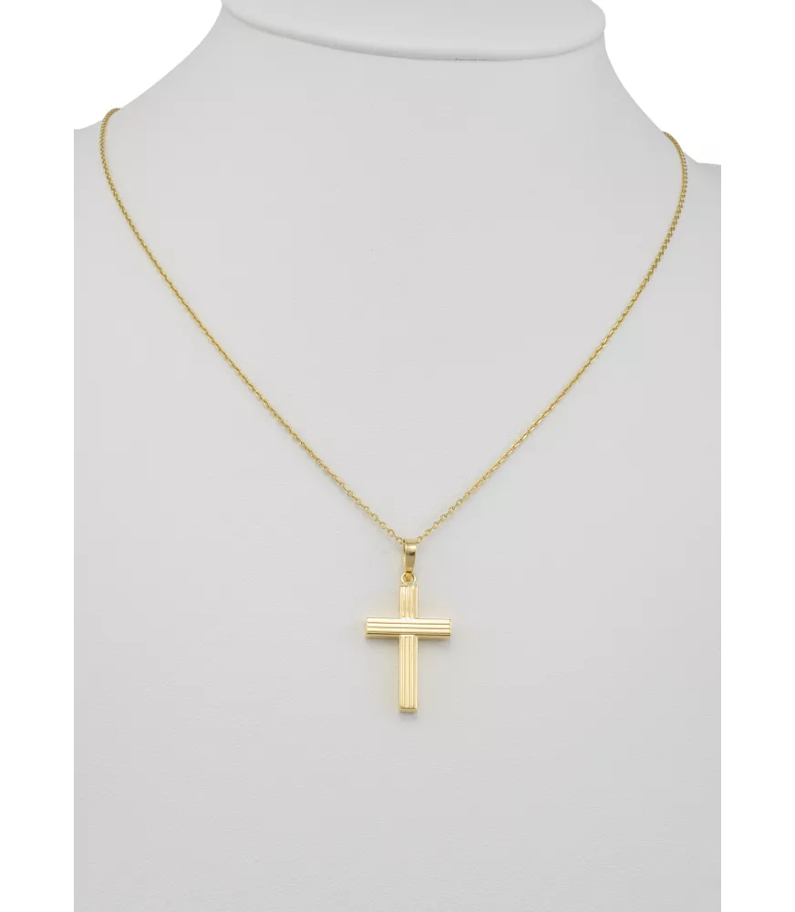 18K CRUZ LISA CON RAYAS 24 MM X 14 MM Y 29 MM X 18 MM