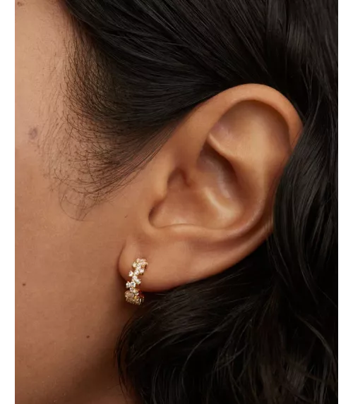 Pendientes Little Crown, P D Paola, en plata de ley con baño de oro de 18K.