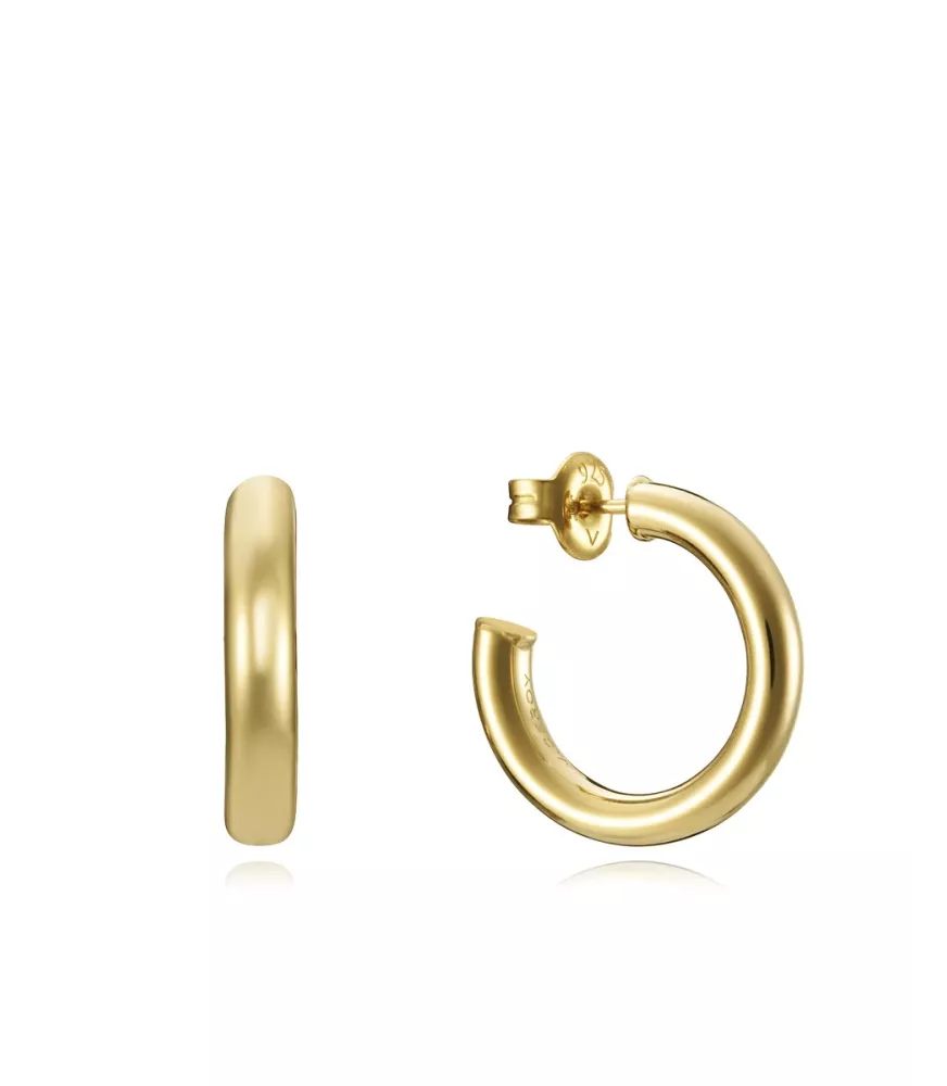 Pendientes Viceroy Trend criollas de plata de ley dorada,  20 x 3,5mm