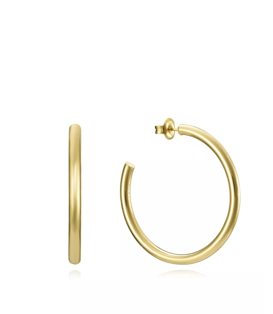 Pendientes Viceroy Trend criollas de plata de ley dorada, 40 x 3 mm