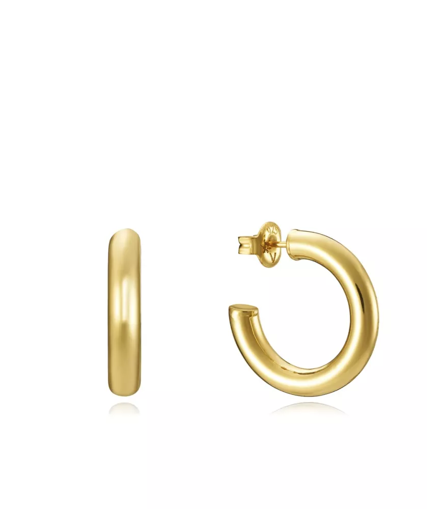 Pendientes Viceroy Trend criollas de plata de ley dorada, 22 x 4.2 mm