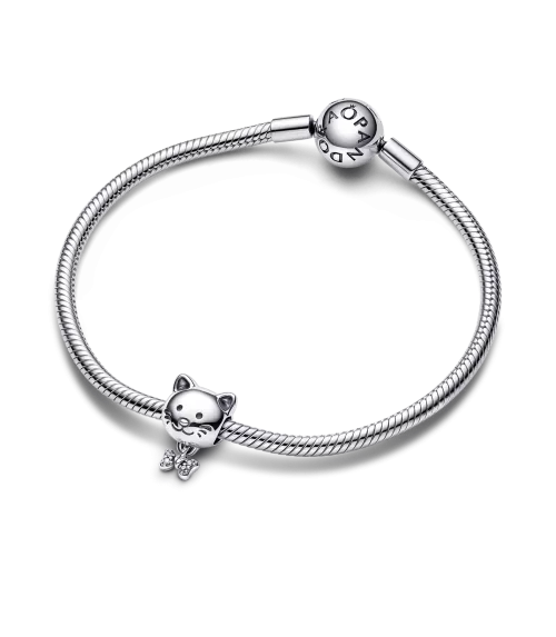 Charm en plata de ley Mascota Gato & Lazo