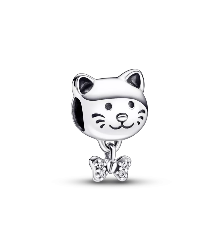 Charm en plata de ley Mascota Gato & Lazo