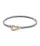 Pulsera Pandora Moments en plata de ley y con un recubrimiento en oro de 14k Cadena de Serpiente Cierre Corazón
