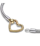 Pulsera Pandora Moments en plata de ley y con un recubrimiento en oro de 14k Cadena de Serpiente Cierre Corazón
