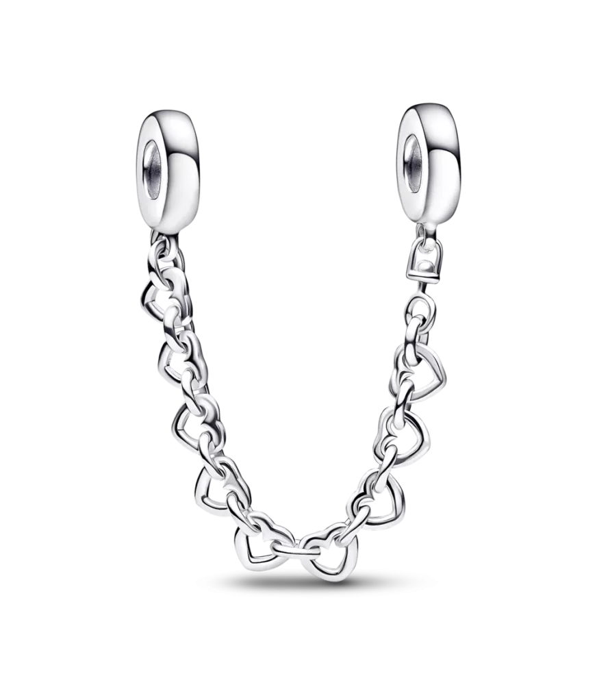 Cadena de Seguridad en plata de ley Corazones Enlazados