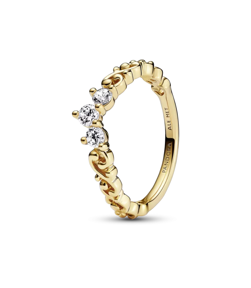 Anillo con un recubrimiento en oro de 14k Tiara Real Remolino