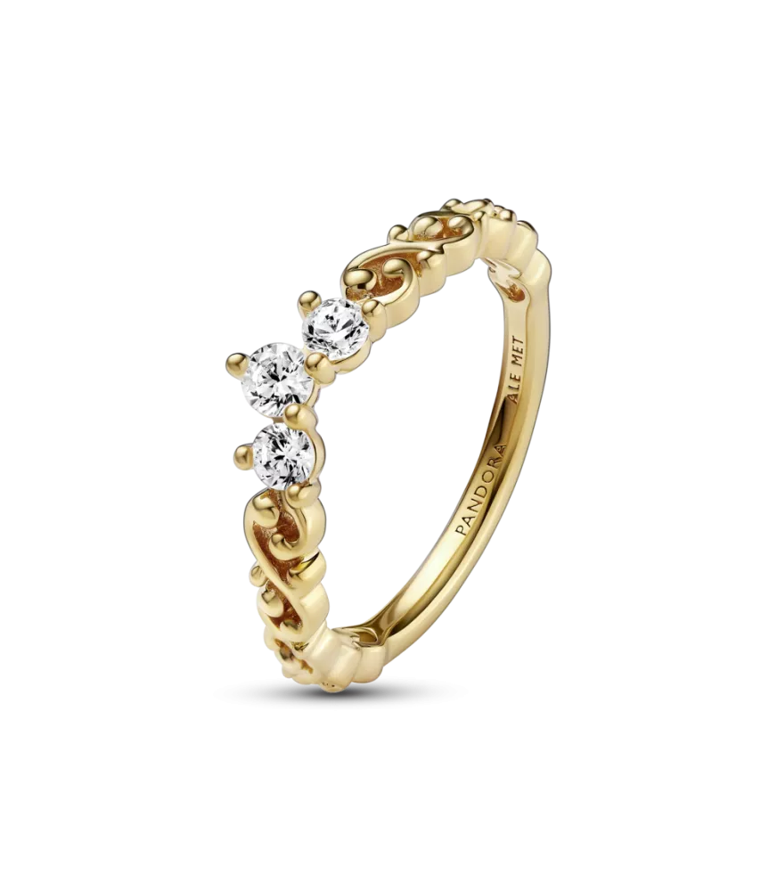 Anillo con un recubrimiento en oro de 14k Tiara Real Remolino