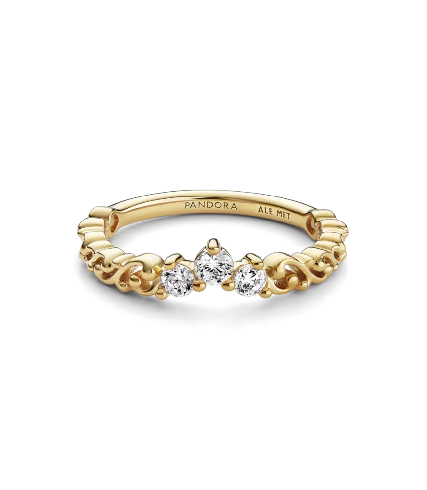 Anillo con un recubrimiento en oro de 14k Tiara Real Remolino
