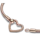 Pulsera Pandora Moments con un recubrimiento en oro rosa de 14k Cadena de Serpiente Cierre Corazón