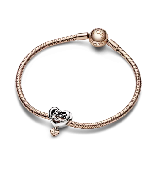 Charm en plata de ley y con un recubrimiento en oro rosa de 14k Corazón Te quiero Mejor Amiga