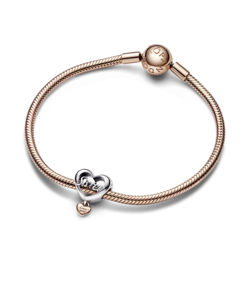 Charm en plata de ley y con un reucbrimiento en oro rosa de 14k Corazón Te Quiero Hermana