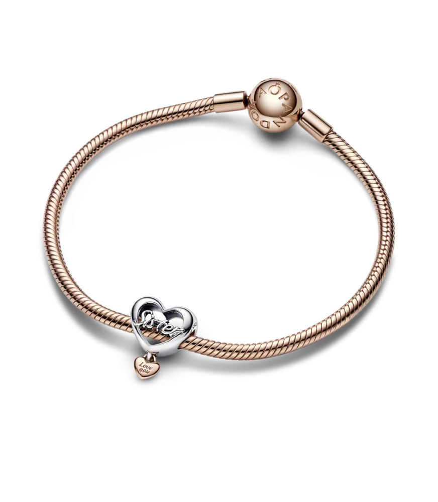 Charm en plata de ley y con un reucbrimiento en oro rosa de 14k Corazón Te Quiero Hermana