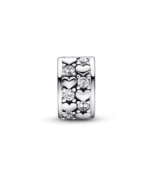 Clip en plata de ley Corazones Infinitos Brillantes