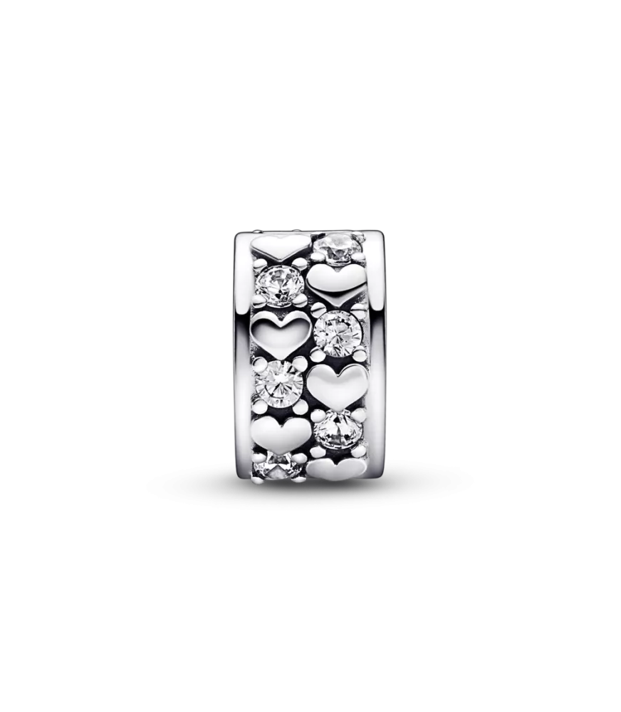 Clip en plata de ley Corazones Infinitos Brillantes